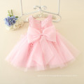 filles grand arc robe broderie rose robe crémeuse pour les enfants anniversaire BD vêtements de jour pour chilsren